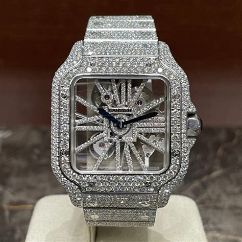 cartier santos skeleton black|cartier santos iced out price.